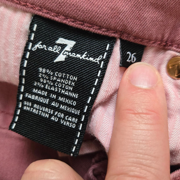 7 for all mankind Mauve Pink High Waisted Ankle Color Skinny 7FAM Jeans Size 26 - Picture 5 of 8